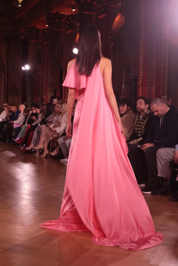 Asymmetric Draped Cape Gown - Image 5