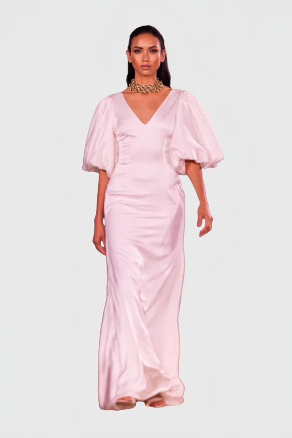 Voluminous Sleeves V-neck Gown