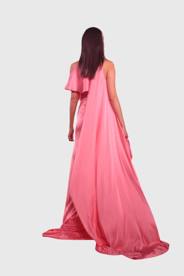 Asymmetric Draped Cape Gown - Image 2