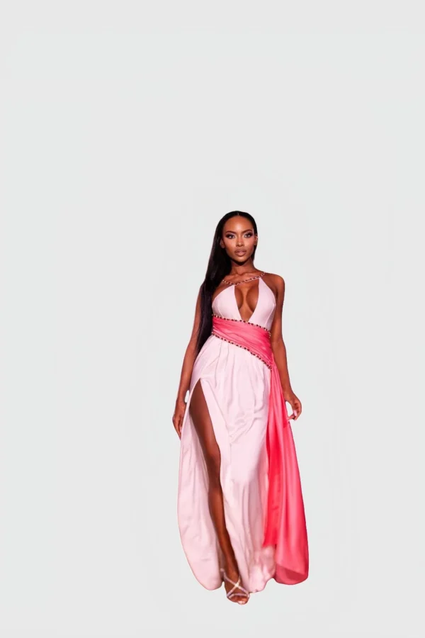 Jewel Embellished Draped Gown