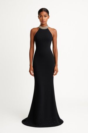 Embellished Halter Neck Gown