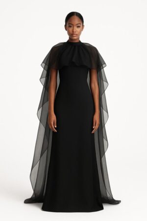 Flounce Cape Gown